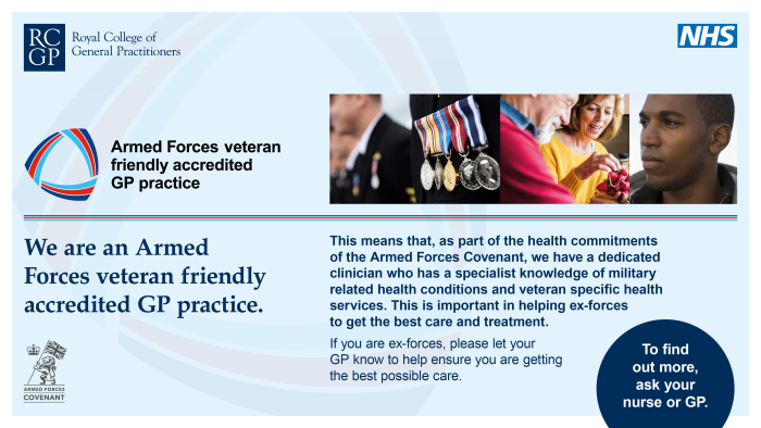 Lakeside Surgery is an accredited Armed Forces Friendly Practice